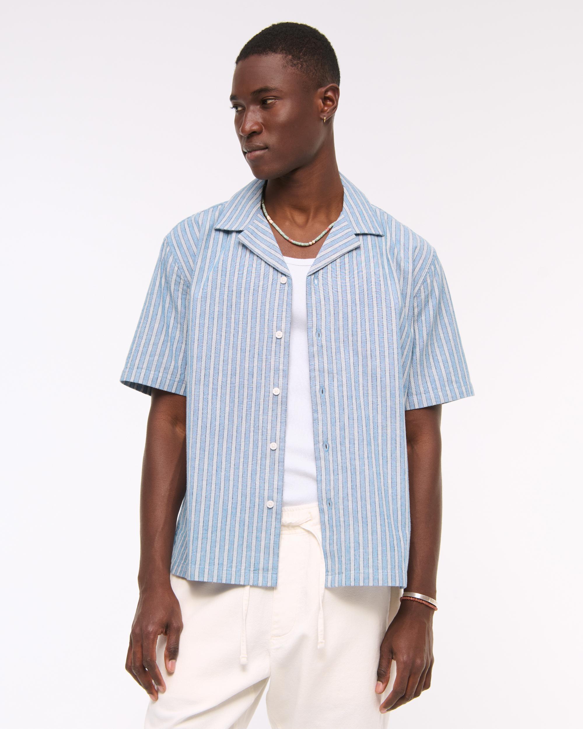 Camp Collar Summer Linen-Blend Shirt Product Image