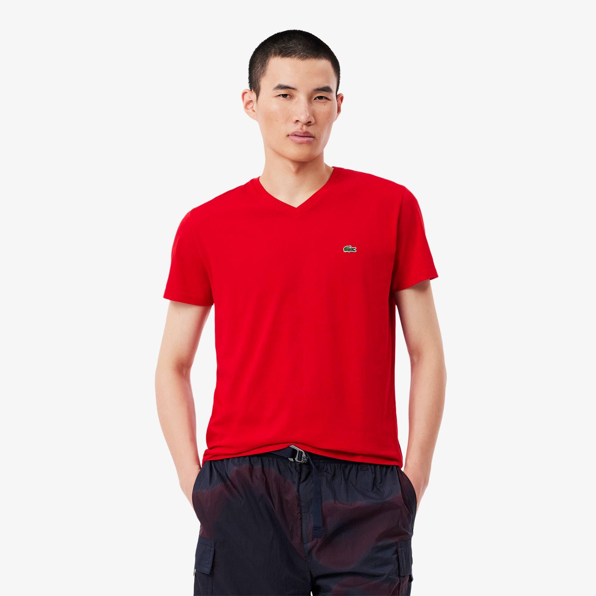 Lightweight Cotton Pima V Neck T-shirt Product Image