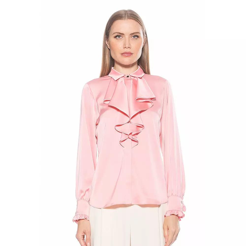 Women's ALEXIA ADMOR Brooks Silky Ruffle Blouse,  Product Image