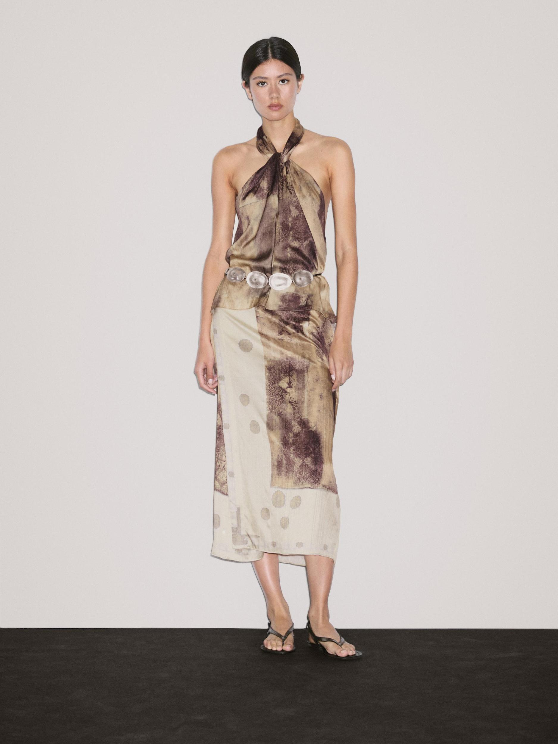 Printed satin fabric top Product Image