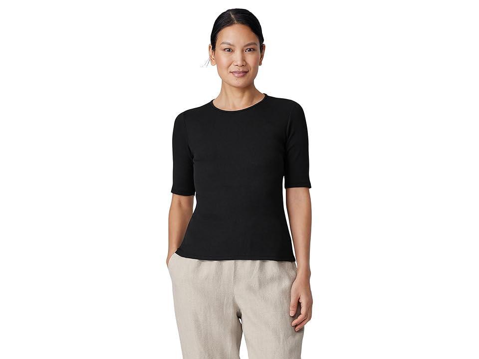 Eileen Fisher Crew Neck Elbow Sleeve Tee Women's Clothing Product Image