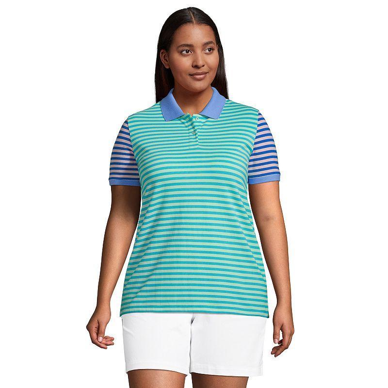 Plus Size Lands End Mesh Supima Cotton Polo Shirt, Womens Product Image