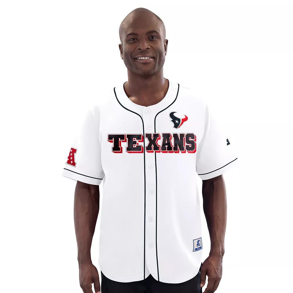 Men's Starter  White Houston Texans Relay Full-Button Baseball Jersey, Size: Medium Product Image