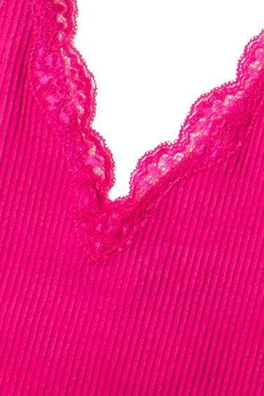 Fuchsia Lace Trim Seamless Cami Product Image