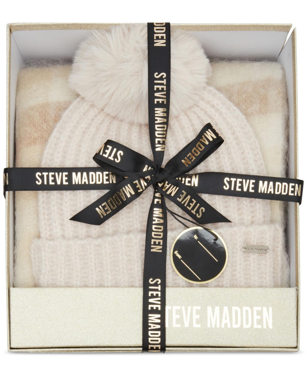 Steve Madden Womens 2-Pc. Pom Beanie & Scarf Set Product Image