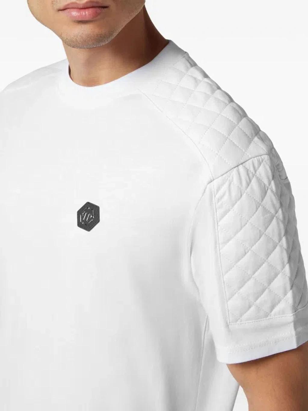 PHILIPP PLEIN Logo-appliqué Cotton T-shirt In White Product Image