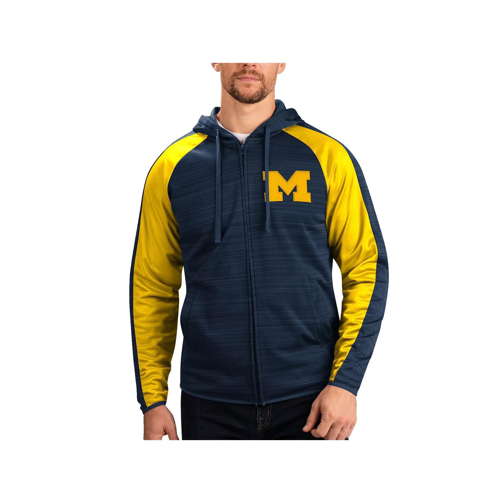 Men's G-III Sports by Carl Banks Navy Michigan Wolverines Neutral Zone Raglan Full-Zip Track Jacket Hoodie, Size: XL, Blue Product Image