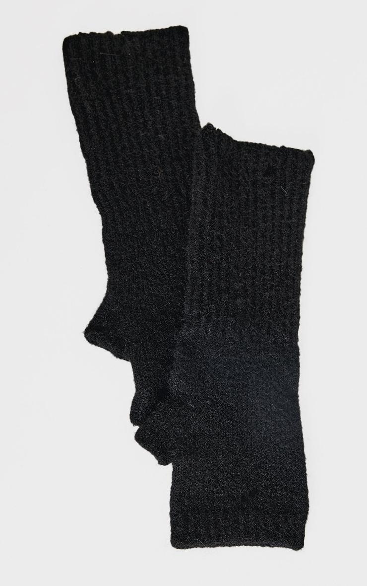 Black Rib Knit Hand Warmers Product Image