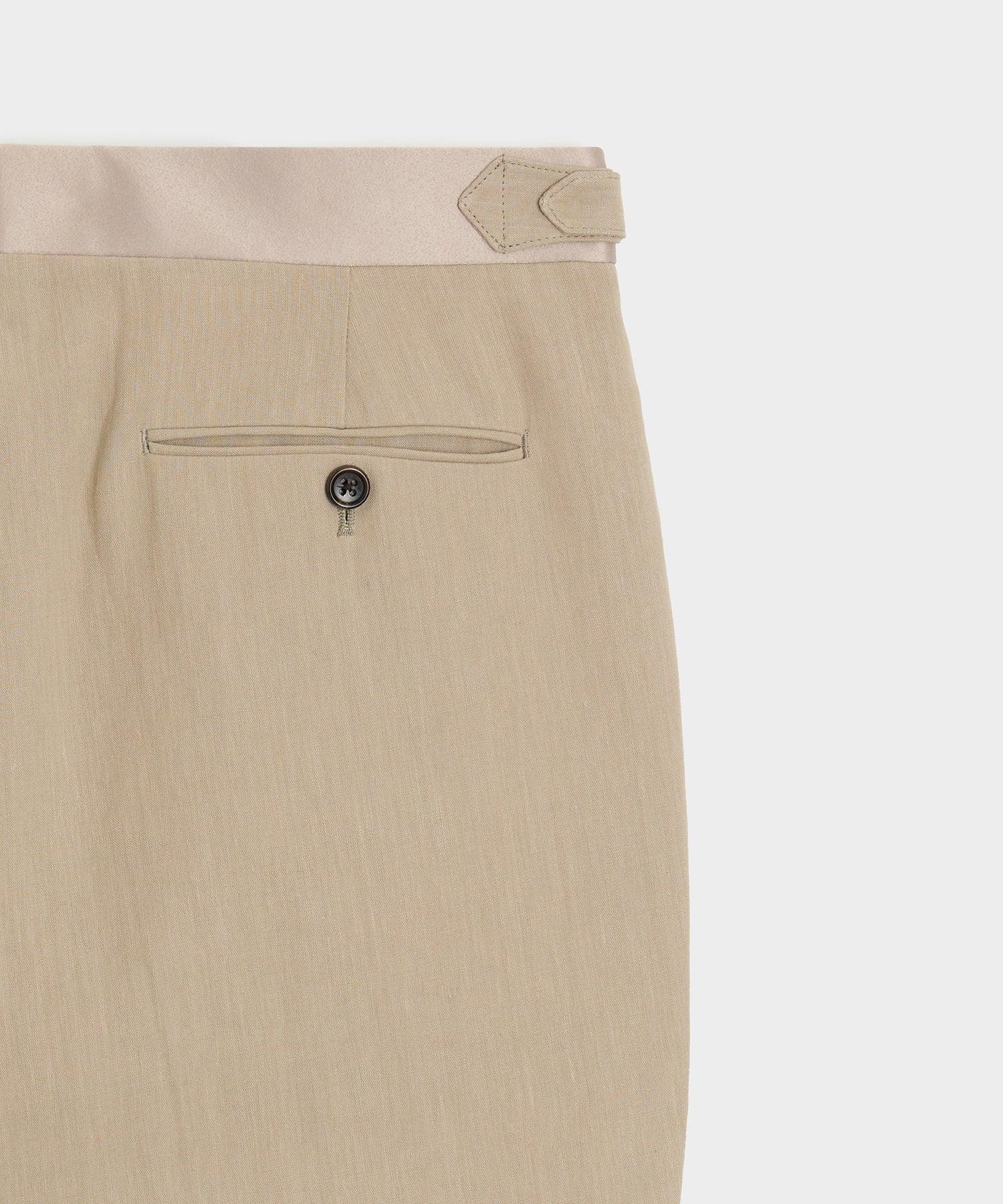 Relaxed Italian Sueded Linen Tuxedo Trouser Product Image