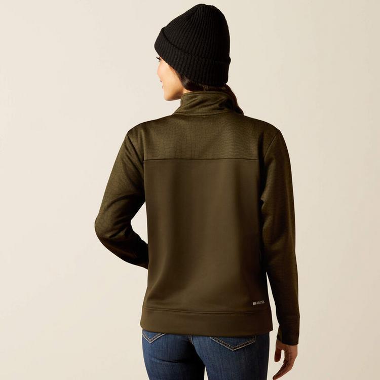 Ariat® Ladies' Olive Croc/Relic Tek Fleece 1/4 Zip Sweatshirt Product Image