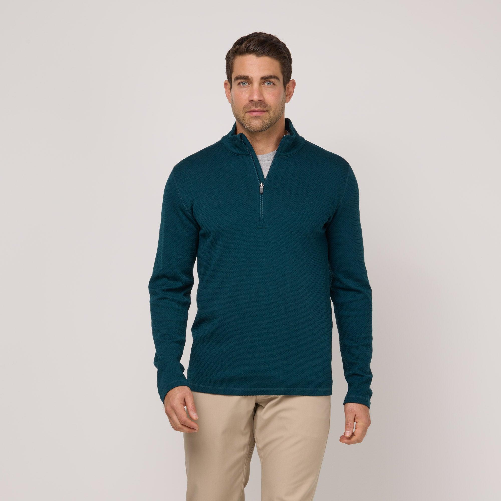 Merino Wool Honeycomb Quarter Zip | Pine Product Image