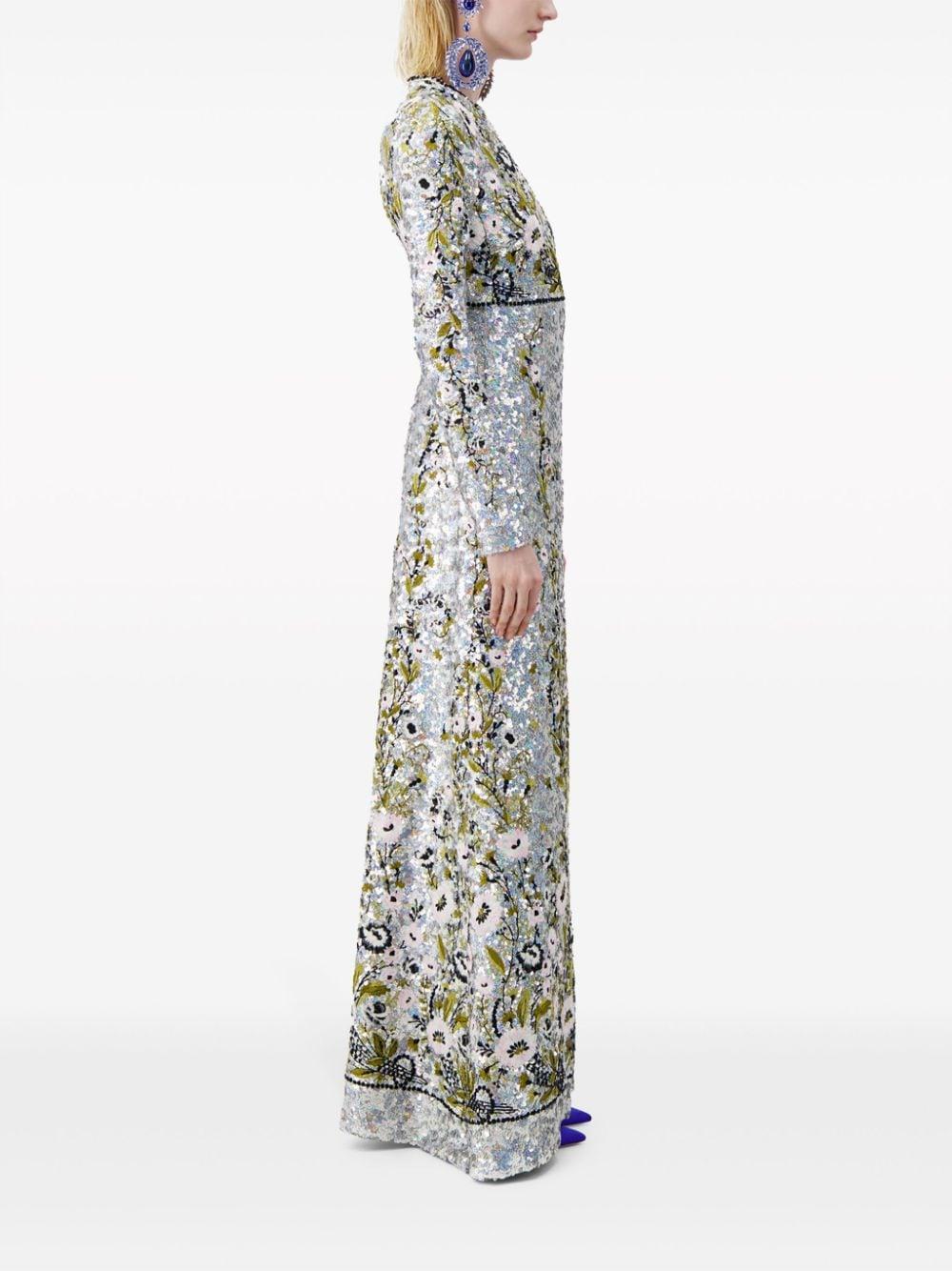 Ramages-embroidered sequinned gown Product Image