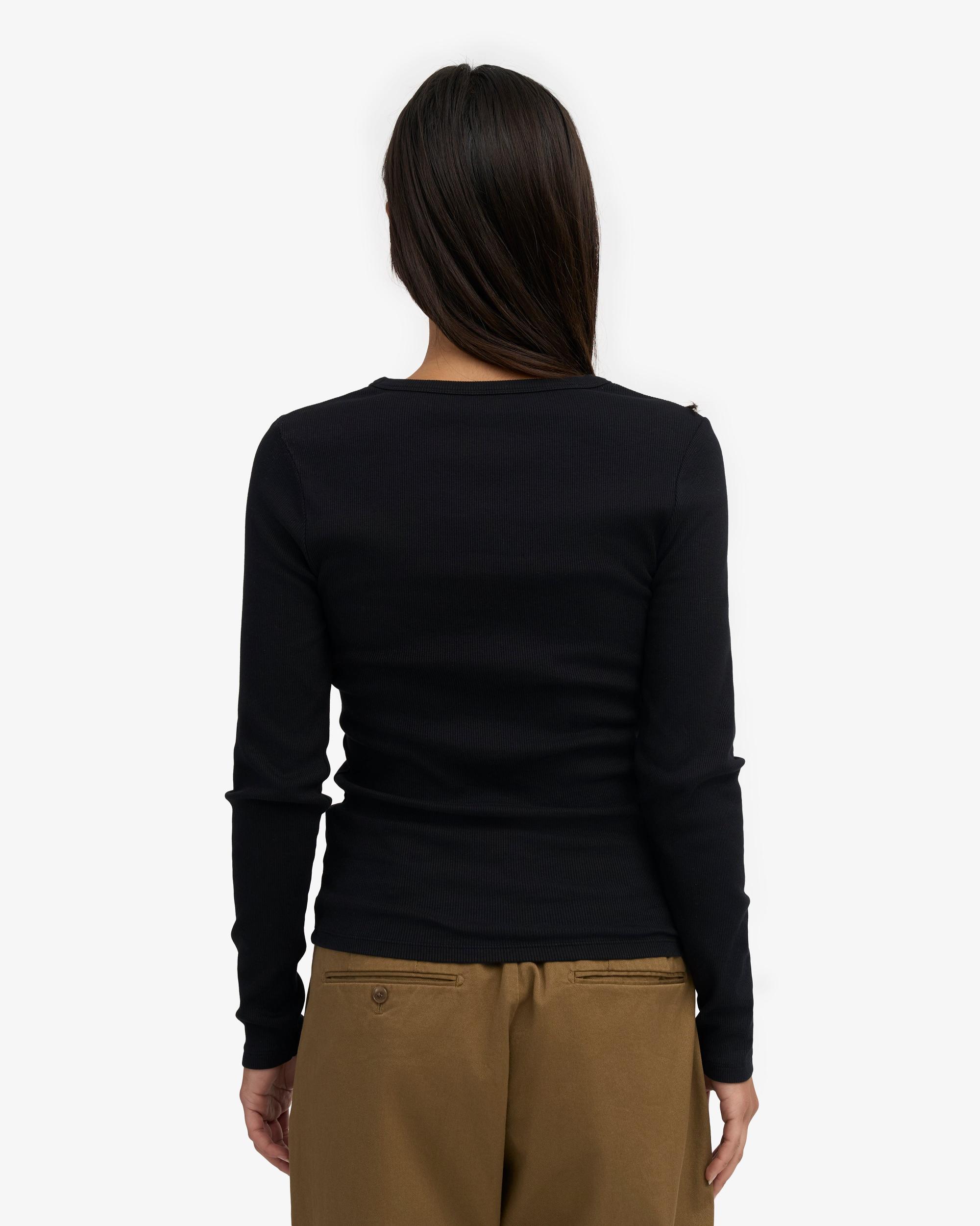 Women Organic Rib LS T-Shirt - Deep Black Product Image