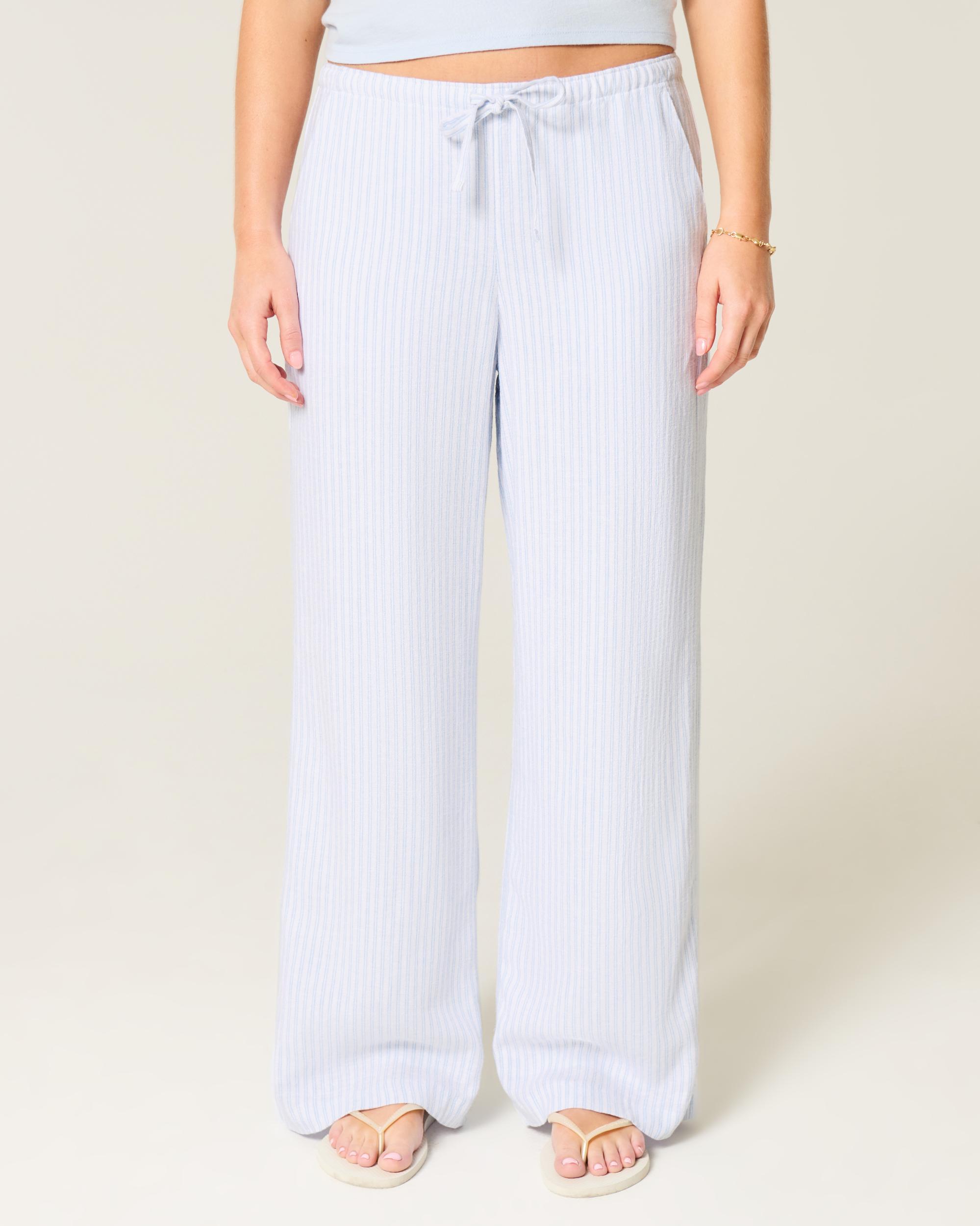 Linen-Blend Baggy Pull-On Pants Product Image