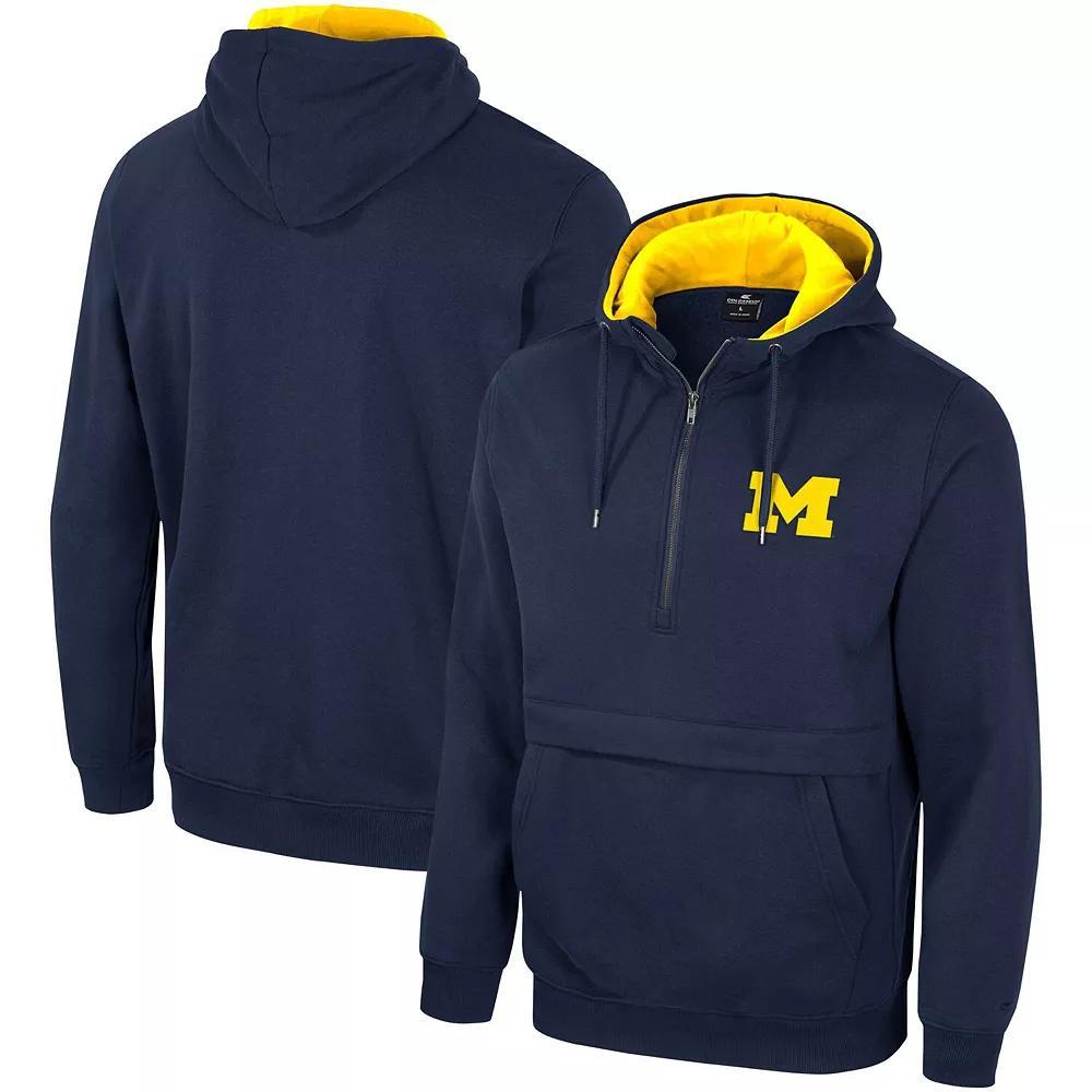Men's Colosseum Navy Michigan Wolverines Half-Zip Hoodie,  Product Image