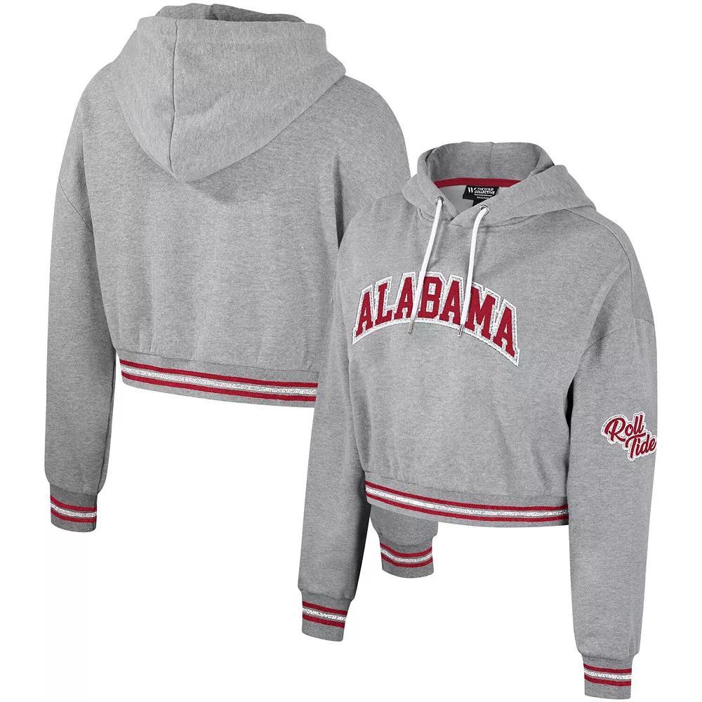 Women's The Wild Collective Heather Gray Alabama Crimson Tide Cropped Shimmer Pullover Hoodie, Size: 2XL, Grey Product Image