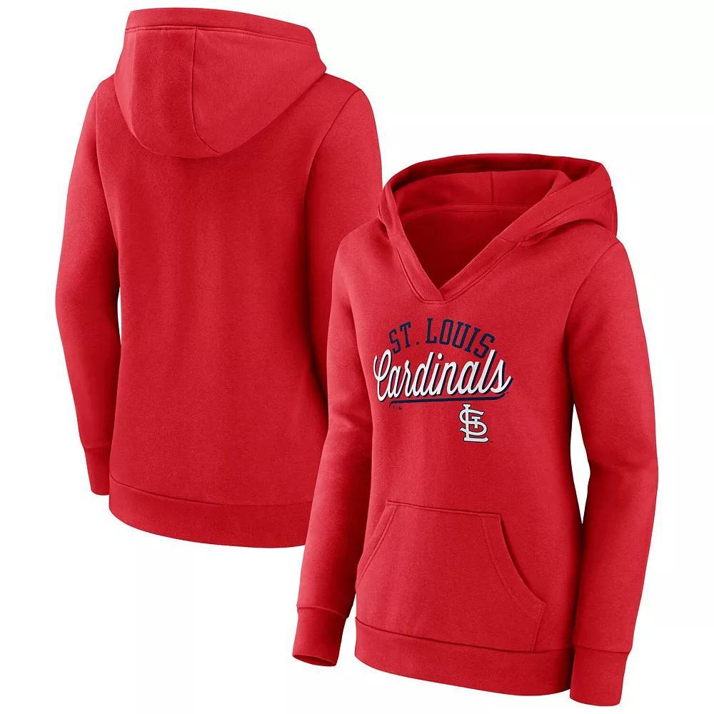 Women's Fanatics Branded Red St. Louis Cardinals Simplicity Crossover V-Neck Pullover Hoodie,  Product Image