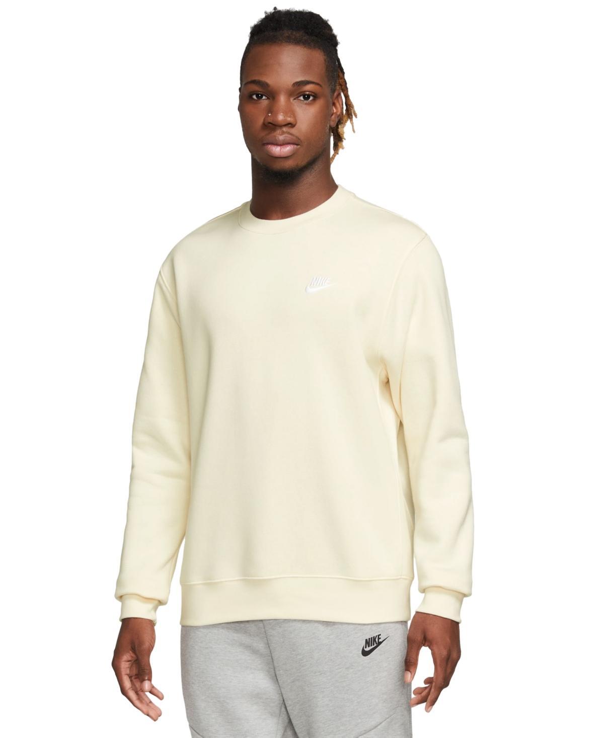 Men's Nike Club Fleece Crew, Size: Large, White Black Product Image