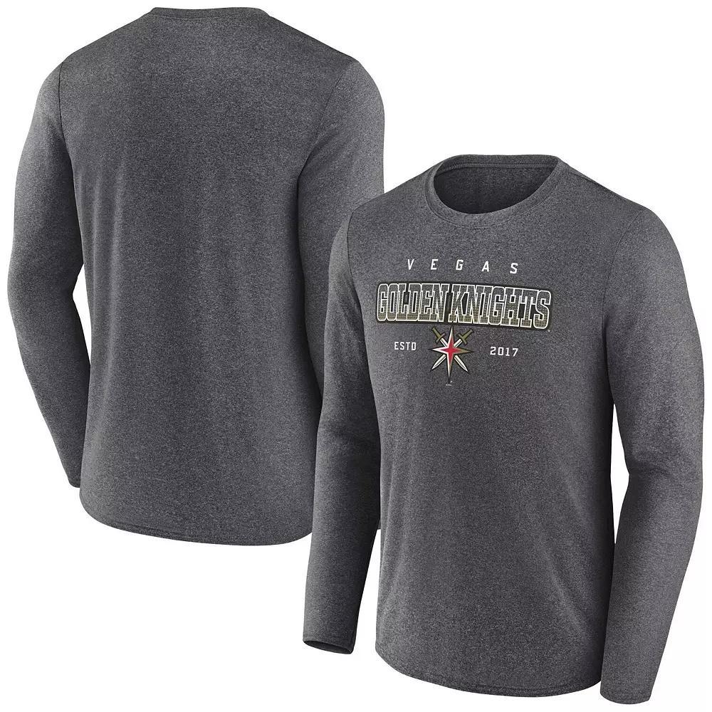 Men's Fanatics Branded Heather Charcoal Vegas Golden Knights Long Sleeve T-Shirt,  Product Image
