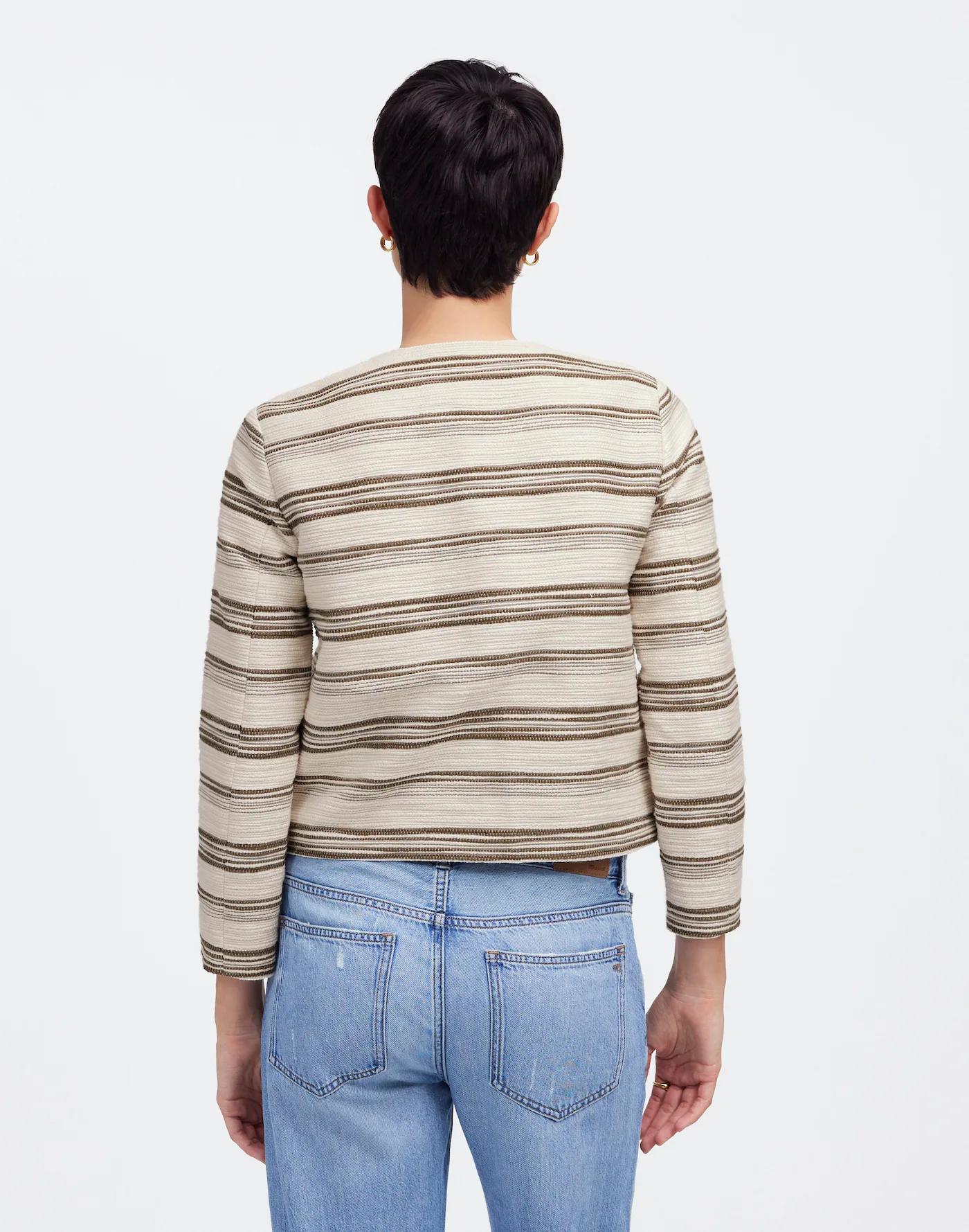 Button-Front Jacket in Striped Tweed Product Image