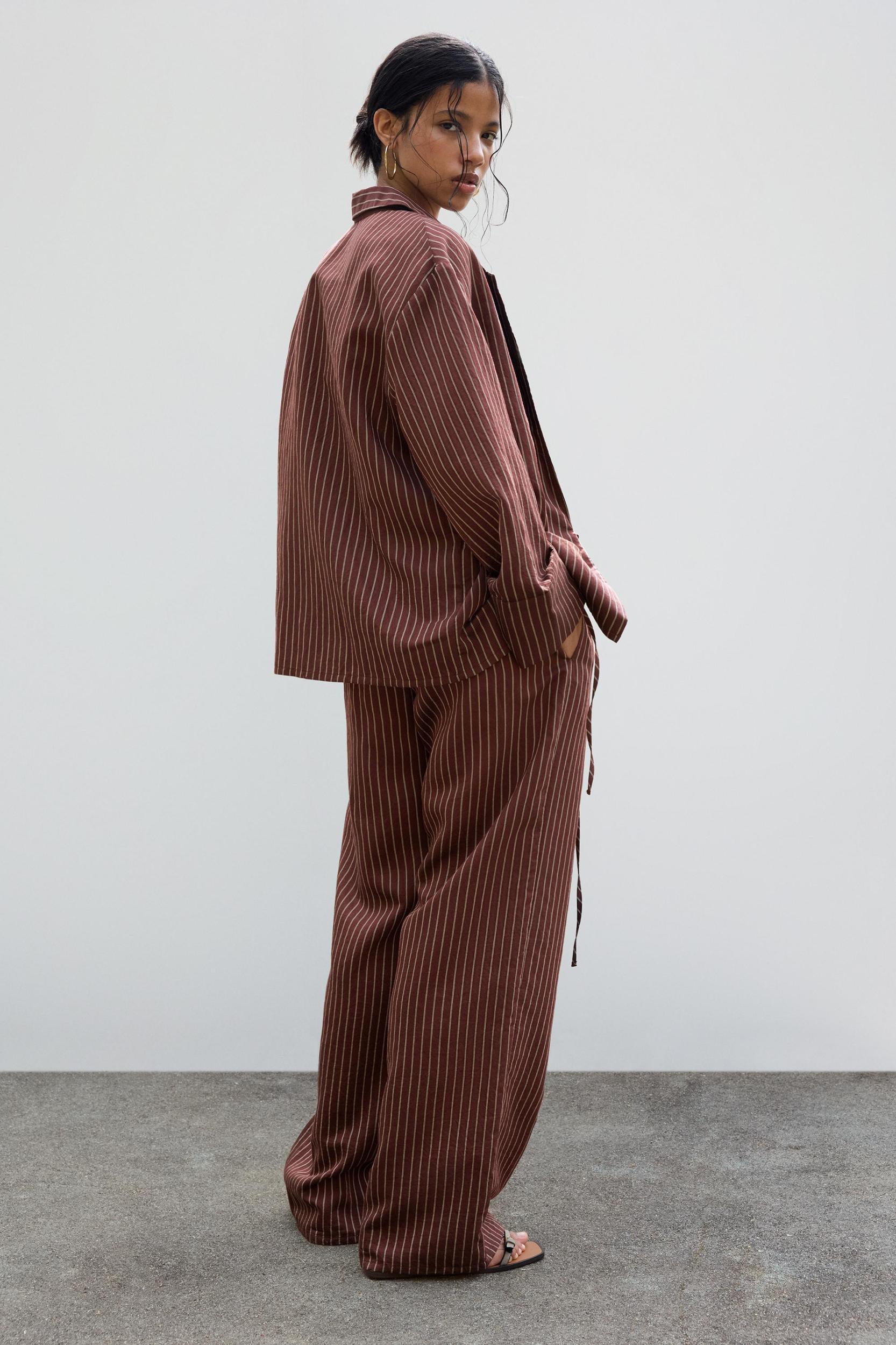 Striped shirt with tie detail Product Image