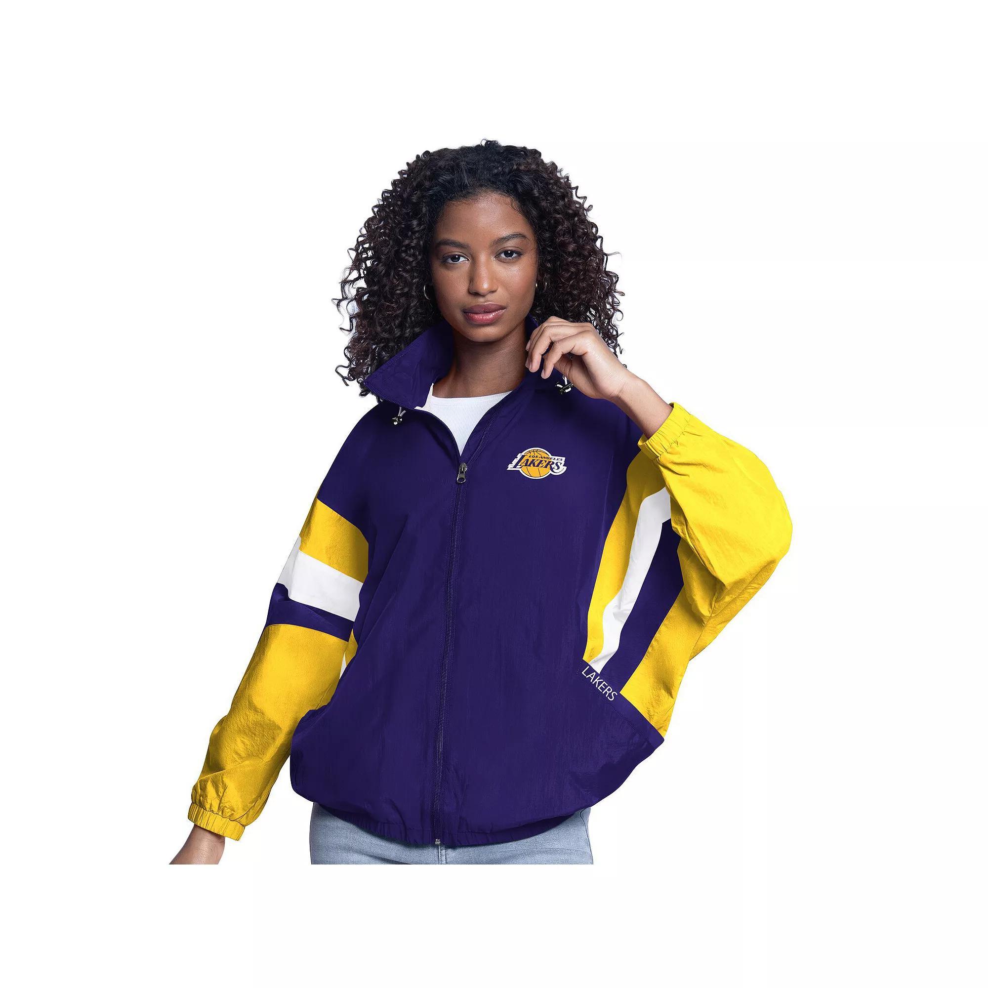 Womens G-III Sports by Carl Banks /Gold Los Angeles Lakers Game News Oversized Full-Zip Hoodie Jacket Product Image
