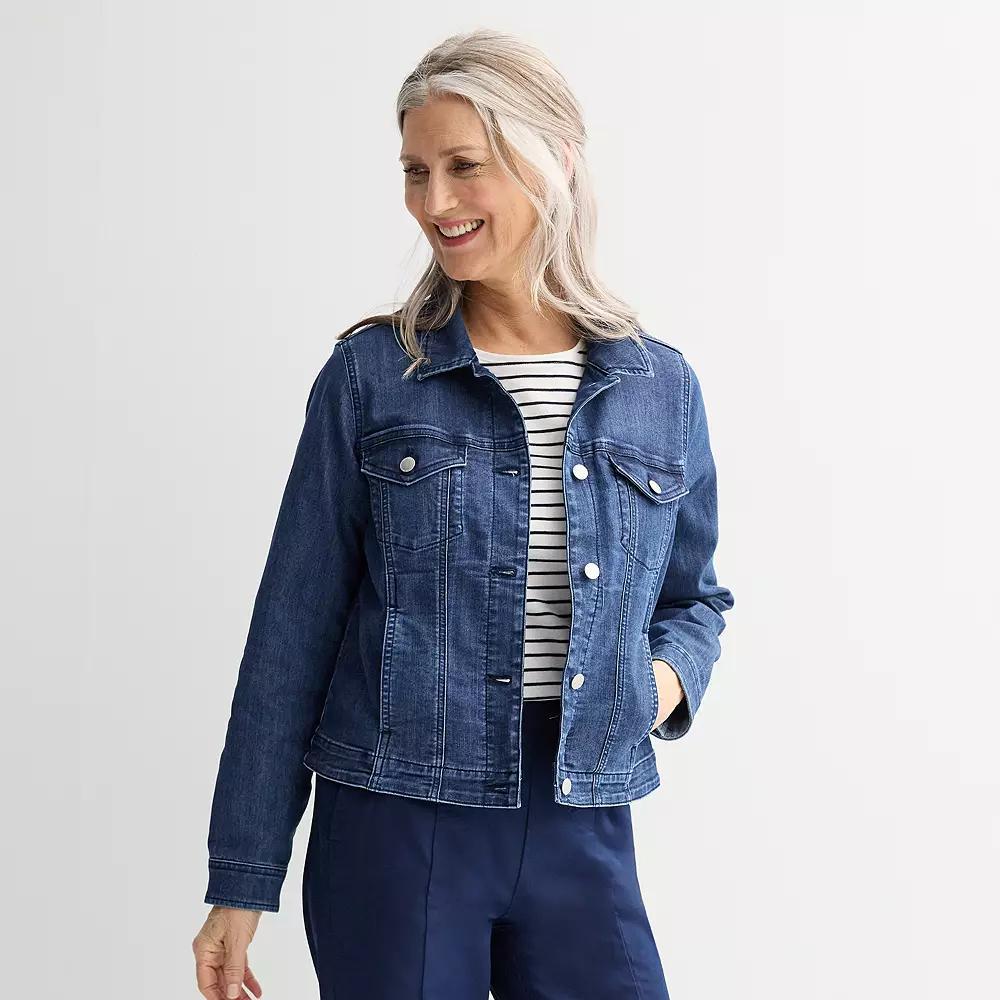 Women's Croft & Barrow® Button-Front Denim Jacket,  Product Image