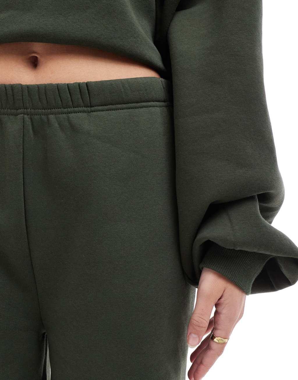 ASOS DESIGN wide leg sweatpants in green - part of a set Product Image