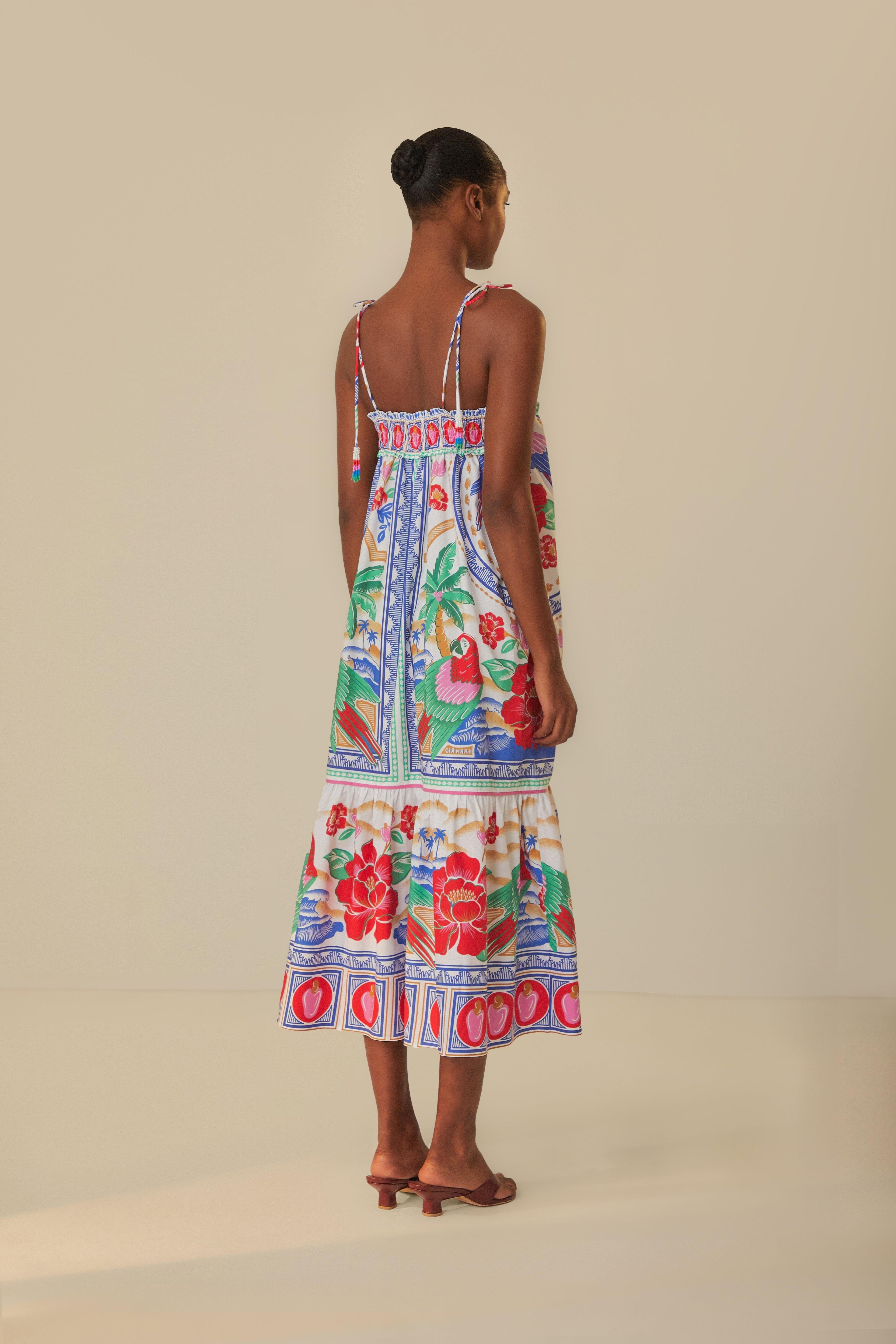 Off-White Flowers Beach Maxi Dress Product Image