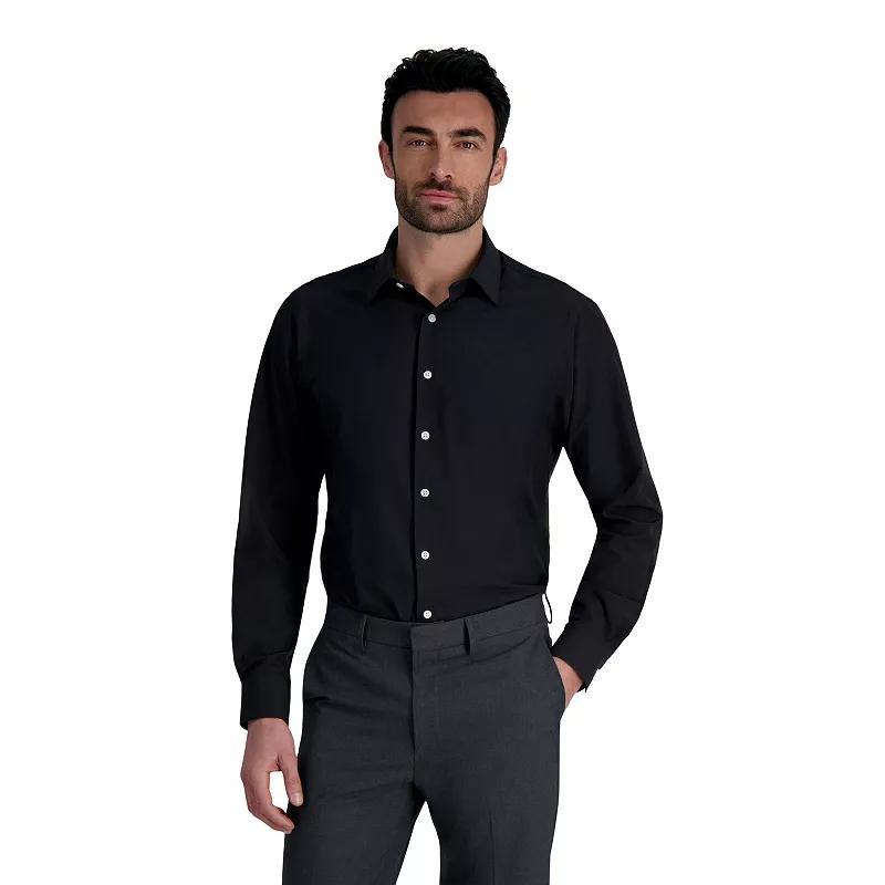 Men's Haggar® Smart Wash® Classic Fit Wrinkle Free Dress Shirt, Size: 17.5-34/35, Black Product Image