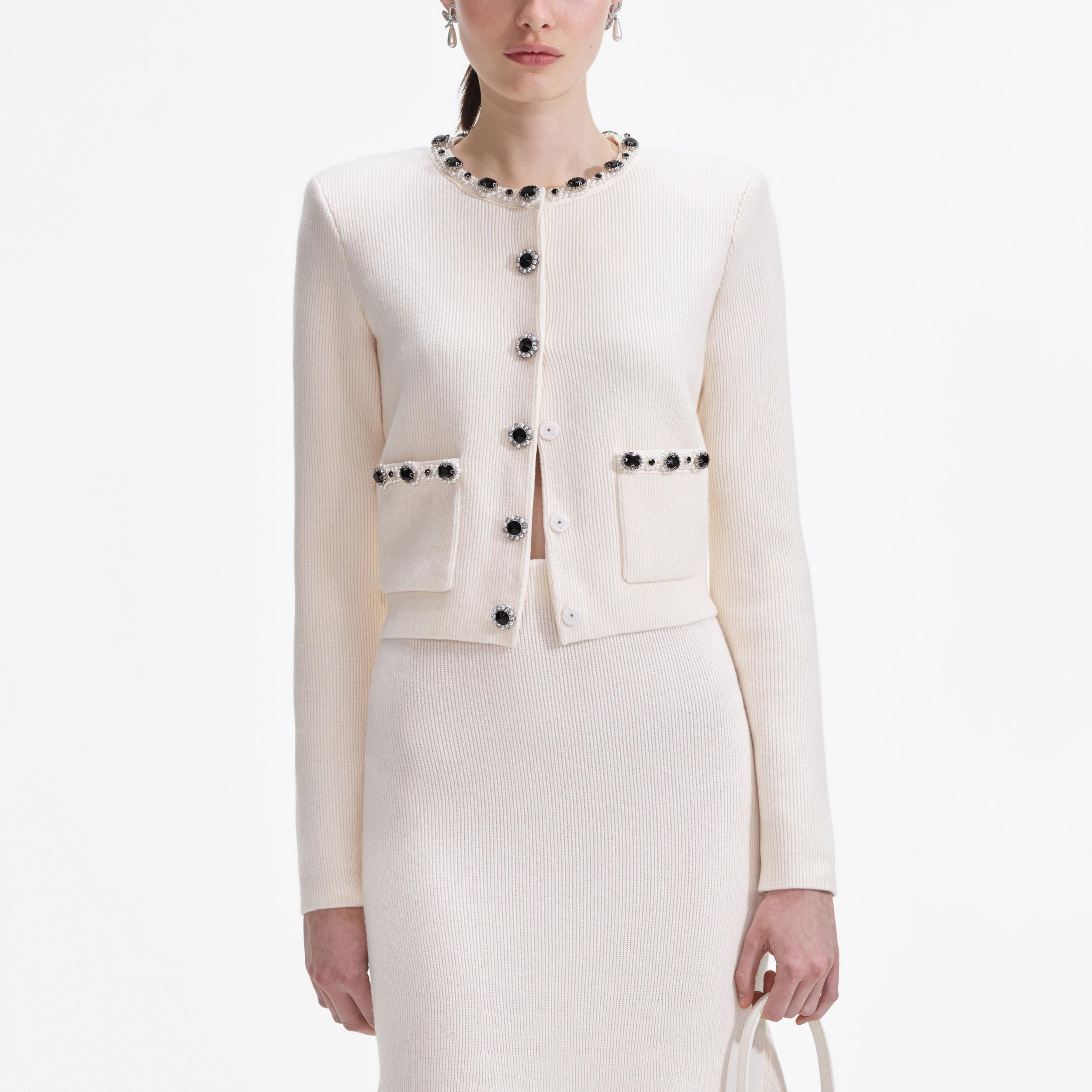 Cream Embellished Cardigan Product Image