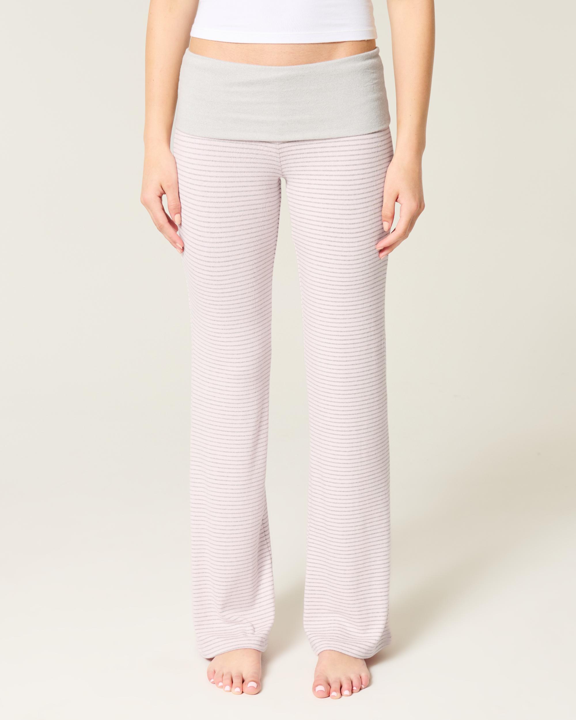 Foldover Waist Knit Flare Pants Product Image