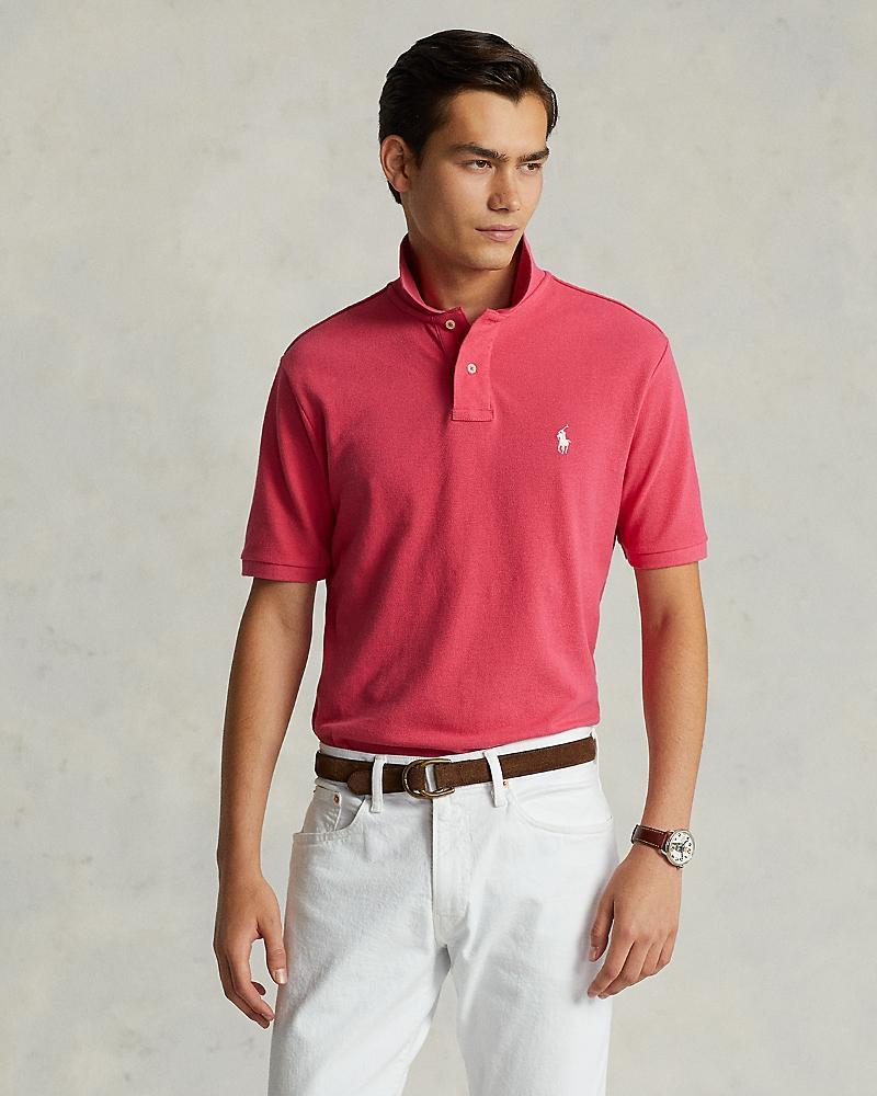 Mens Basic Custom Slim-Fit Mesh Polo Shirt Product Image
