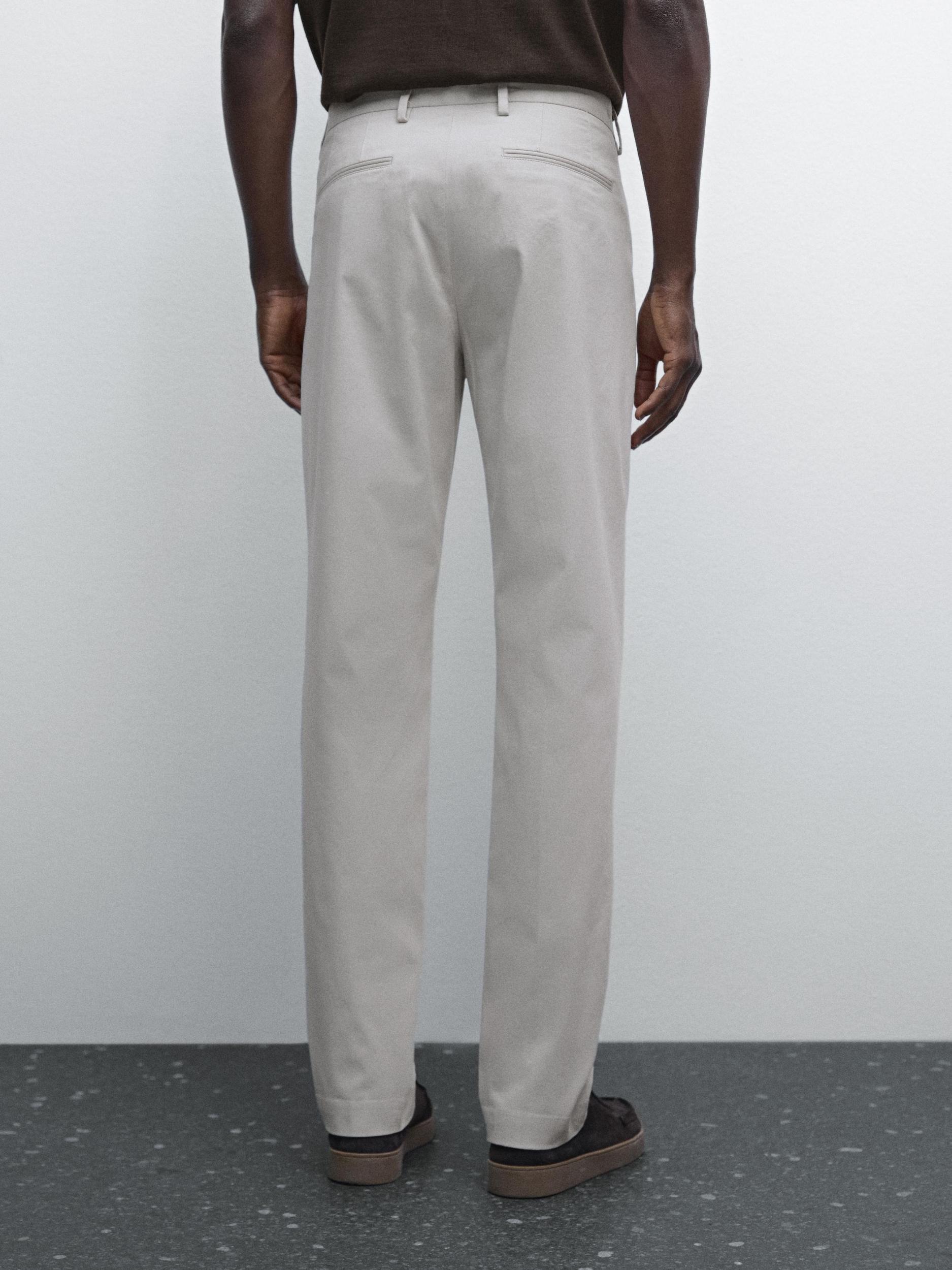 Cotton blend slim fit trousers Product Image