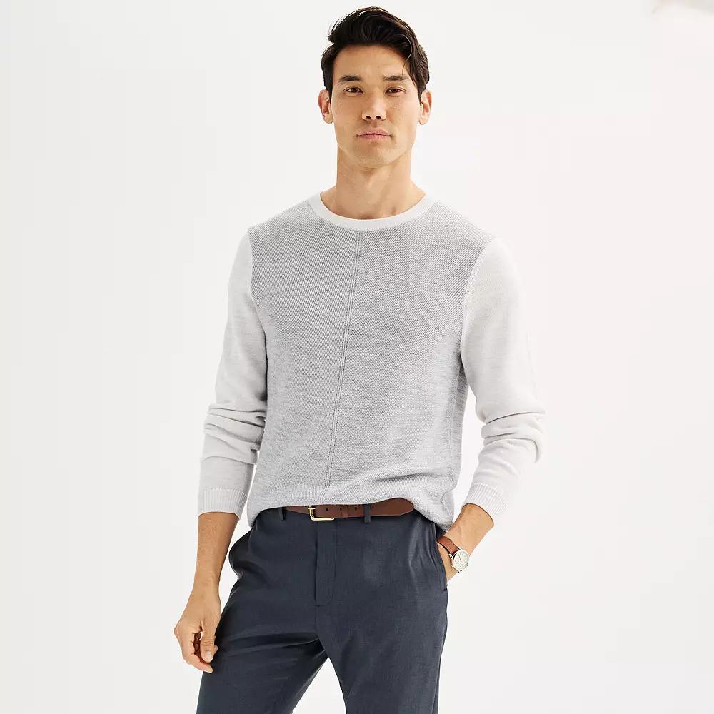 Men's Apt. 9® Merino Wool Textured Colorblock Sweater, Size: XXL, Silver Product Image