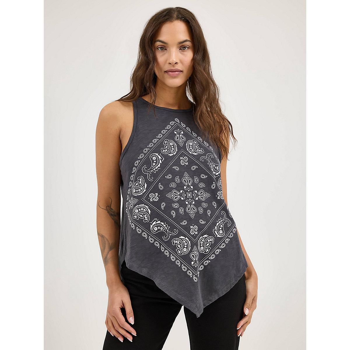 Women's Wrangler Bandana Diamond Front Tank in Washed Product Image
