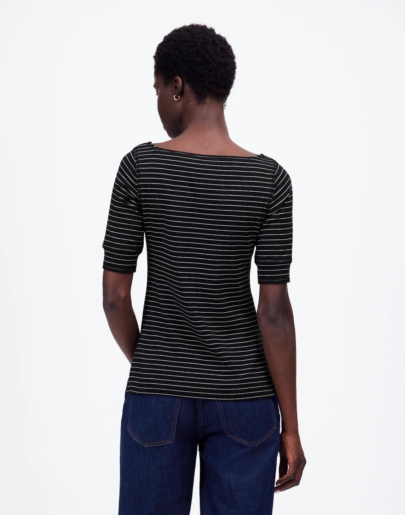 Ribbed Boatneck Tee in Stripe Product Image