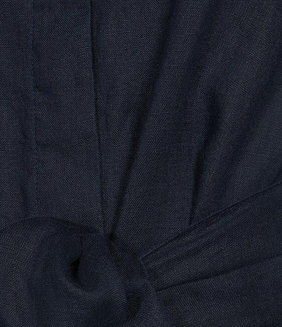 J.McLaughlin Orla Linen Notch Collar Long Sleeve Tie Front Button Down Dress Product Image