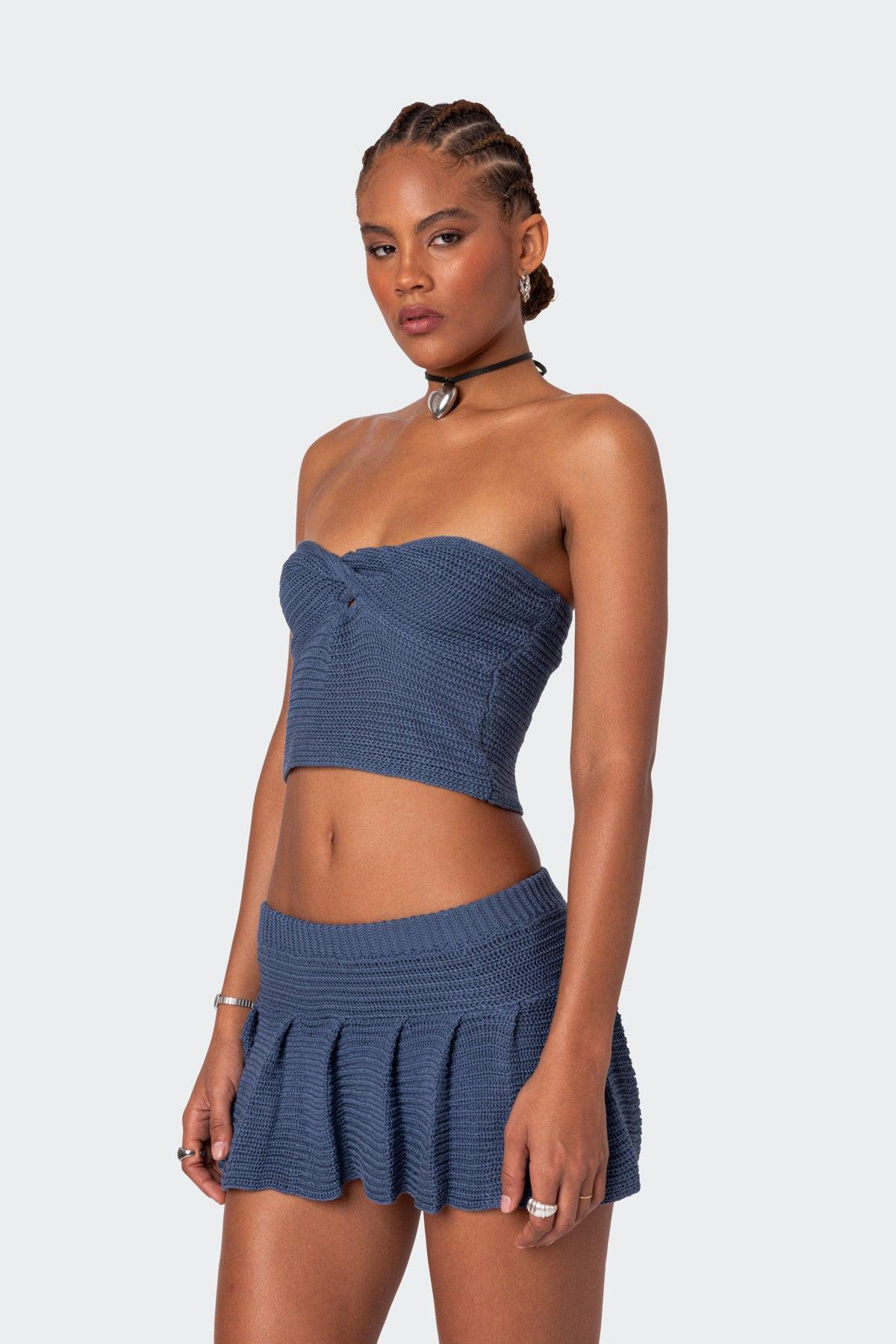 Kiera Pleated Knit Mini Skirt Product Image