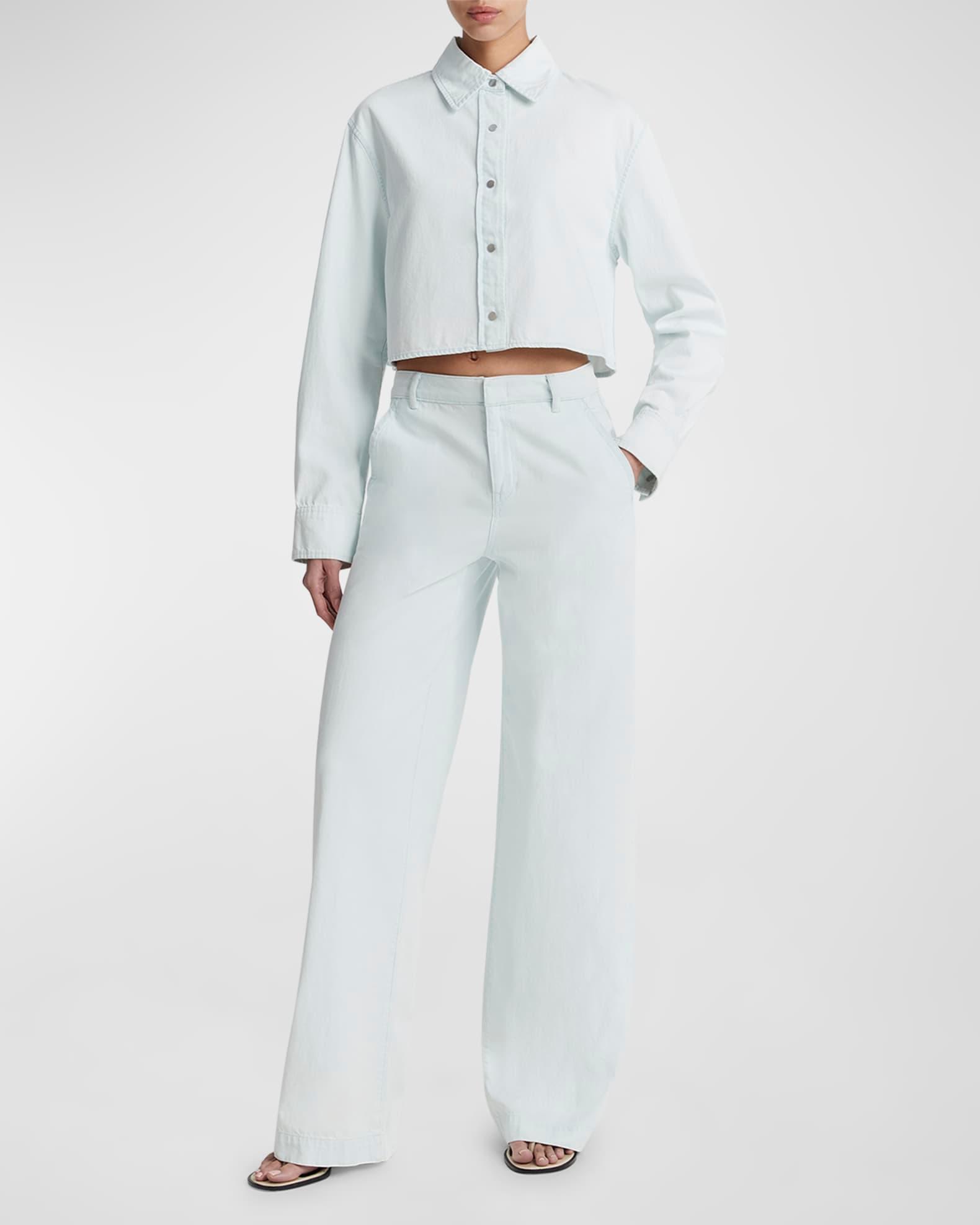 Washed Cotton Wide-Leg Trousers Product Image