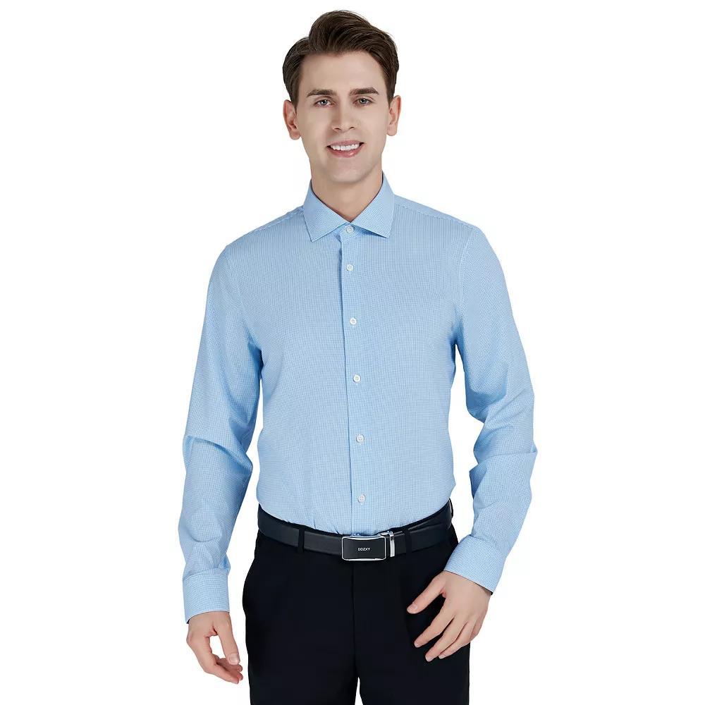 Men's Bespoke Slim-Fit Wrinkle Free Performance Dress Shirt, Size: Medium-34/35, Blue Micro Print Product Image