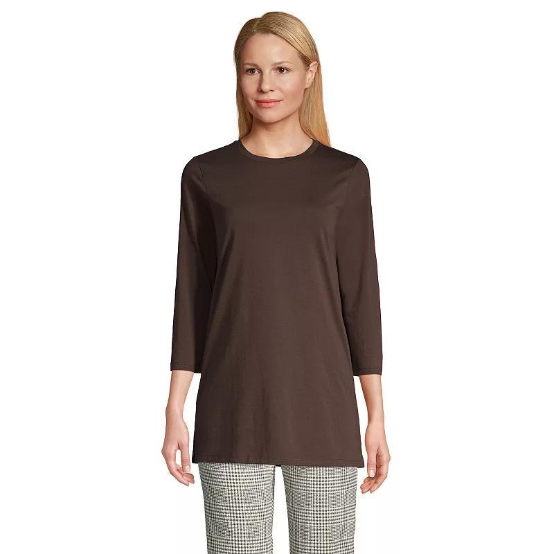 Petite Lands' End 3/4-Sleeve Supima Cotton Crewneck Tunic, Women's,  Product Image