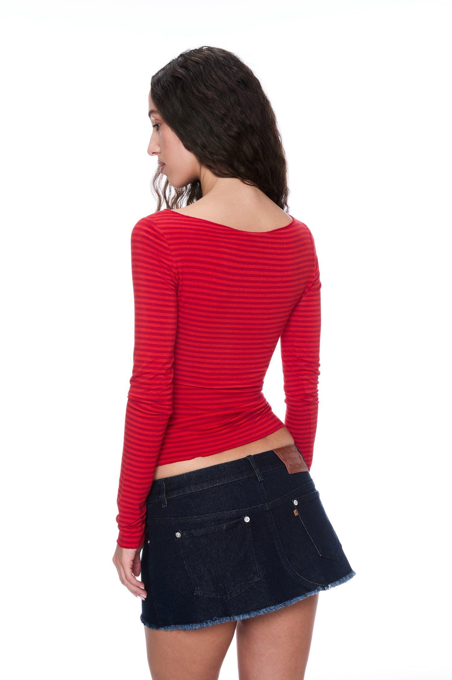AMELIA TOP - RED STRIPE Product Image