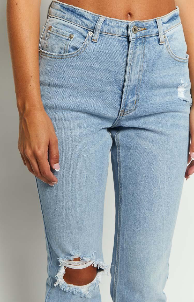 Loui Mid Wash Straight Leg Denim Jeans Product Image