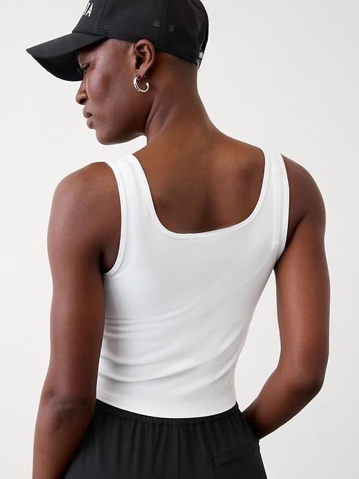 Signature Rib Square Neck Crop Tank Product Image