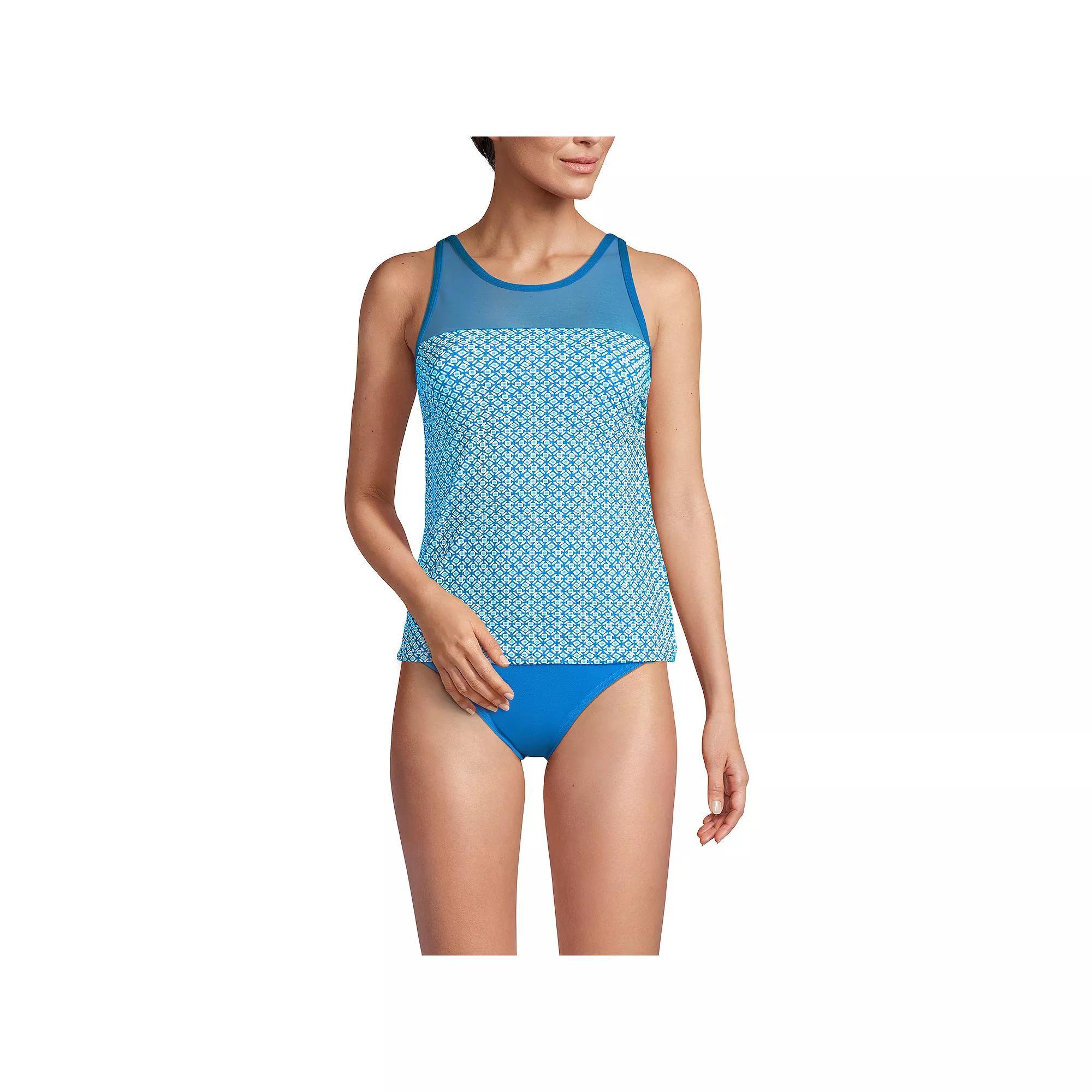 Women's Lands' End Chlorine Resistant Smoothing Control Tankini Swim Top, Size: 6, Bright Cerulean Geo Product Image