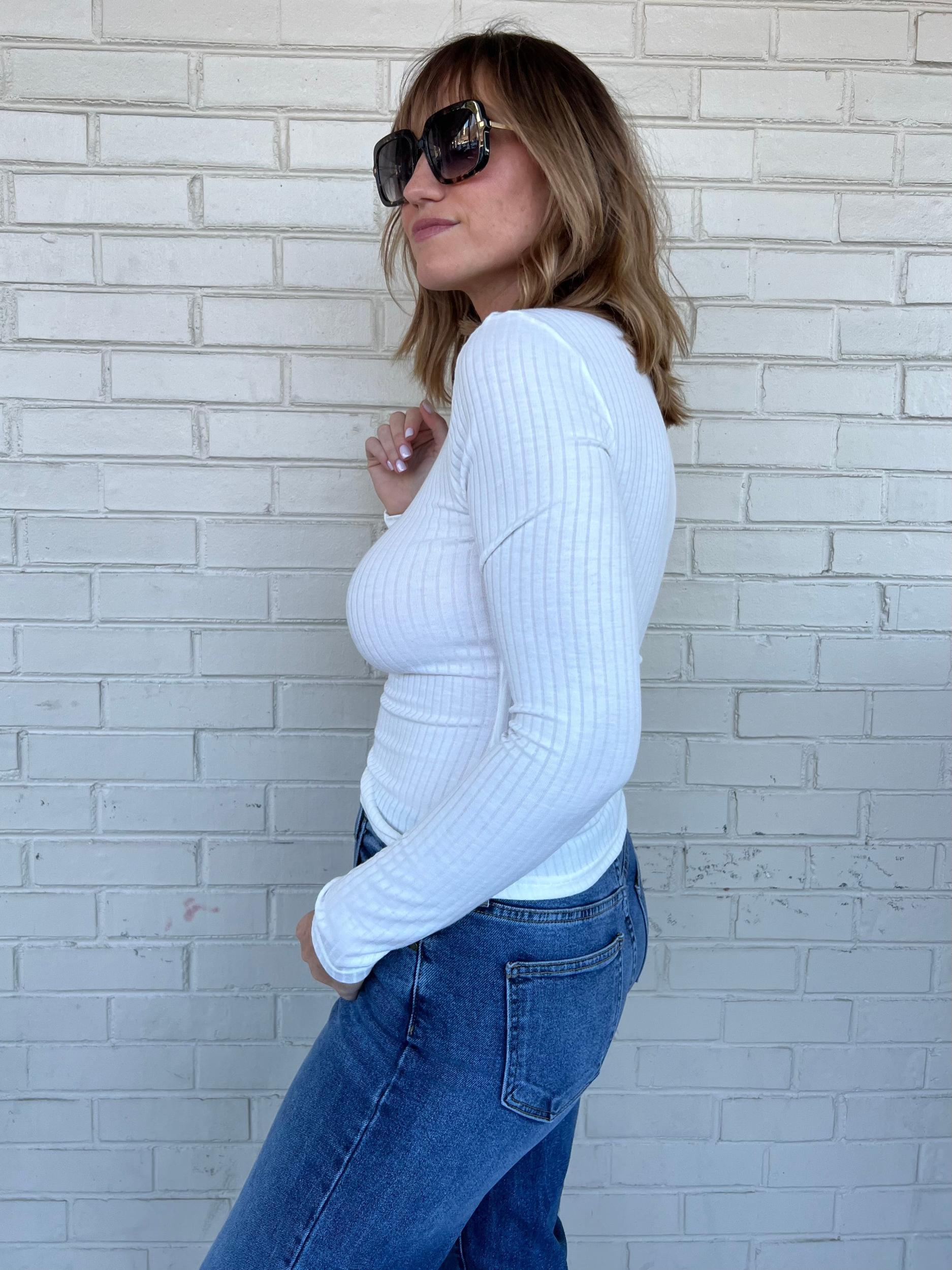 Take It Easy Ribbed Long Sleeve Top Product Image