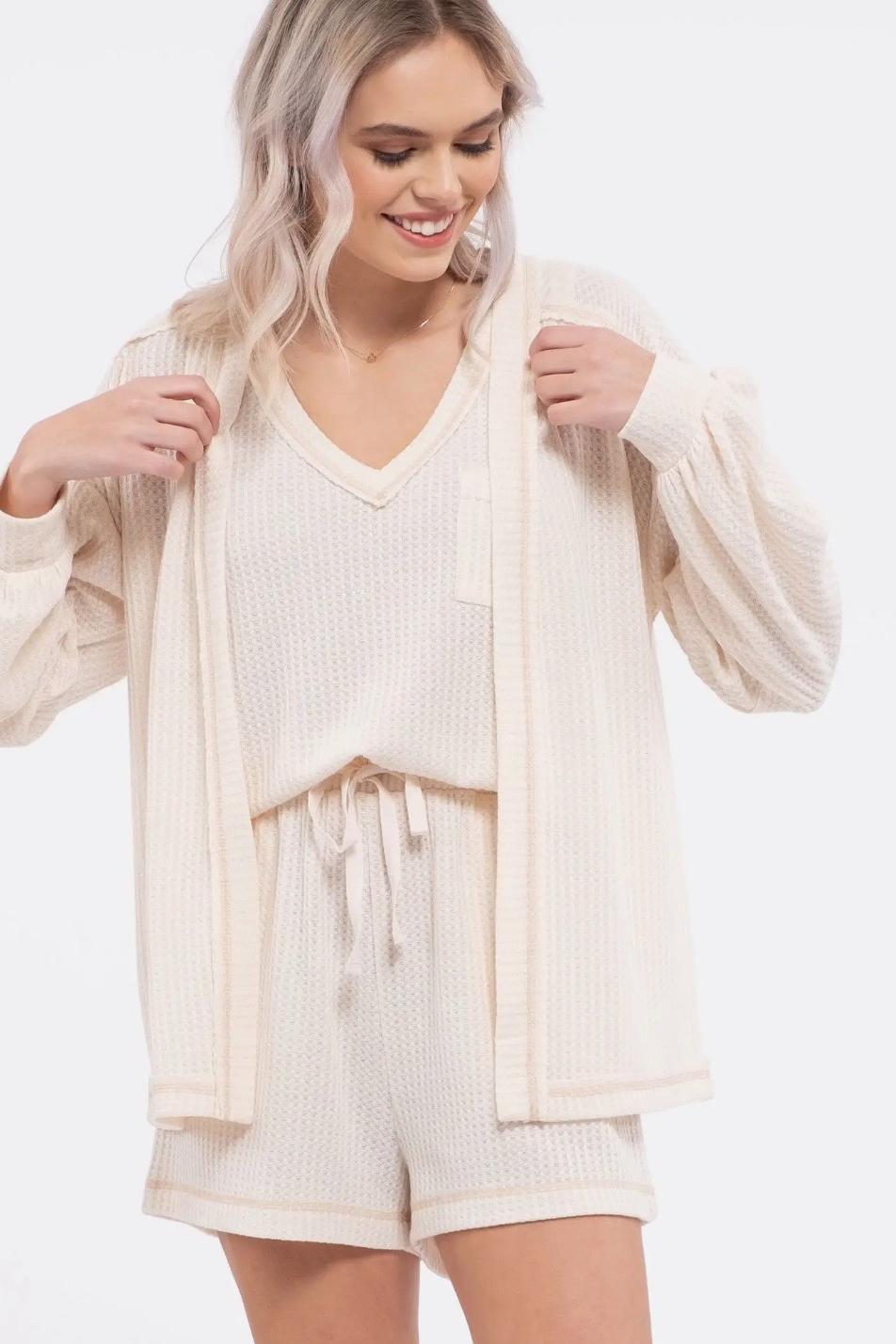 Reverse Stitched Open Front Cardigan Product Image