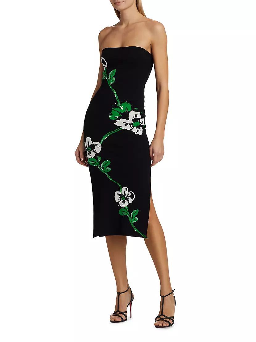 Floral Jacquard Strapless Midi-Dress Product Image