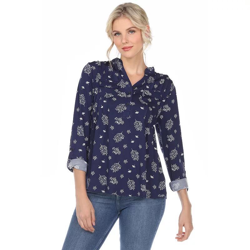 Womens Pleated Leaf Print Blouse Product Image